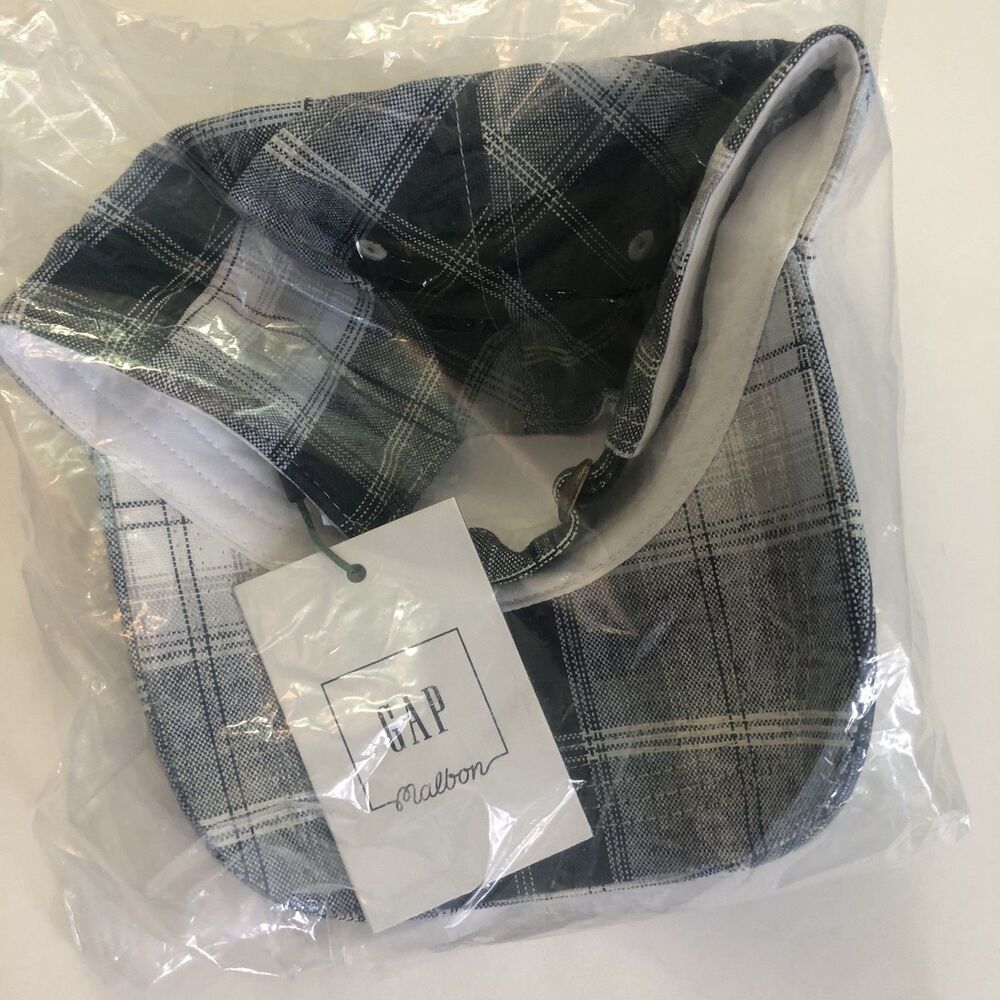 Malbon X GAP Golf Linen-Cotton Logo Plaid Baseball Hat Cap Dark Emerald - Picture 4 of 4